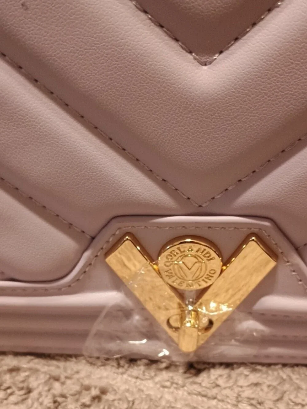 Valentino Orlandi Lilac Quilted Shoulder Bag with Gold Chain